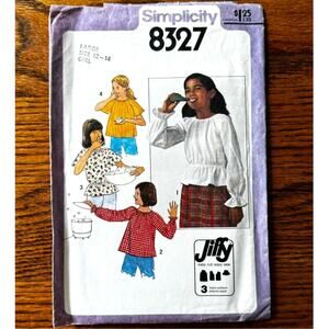 Vintage 1970s Simplicity 8327 Sewing Pattern Sz XS/S Jiffy Pullover Top COMPLETE
